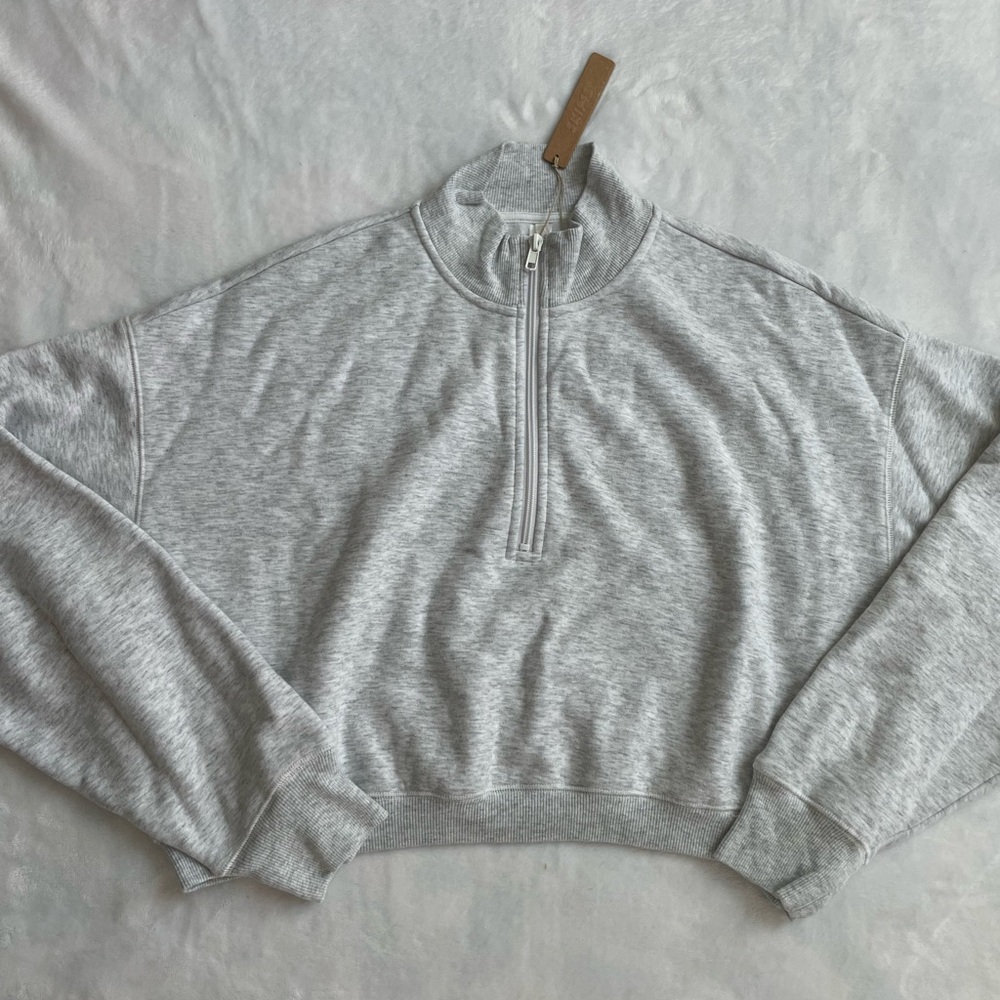 New With Tags Skims Cotton Fleece Cropped Half Zip size M